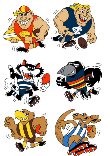 Some of Thirsty Camel's footy-themed tattoos.